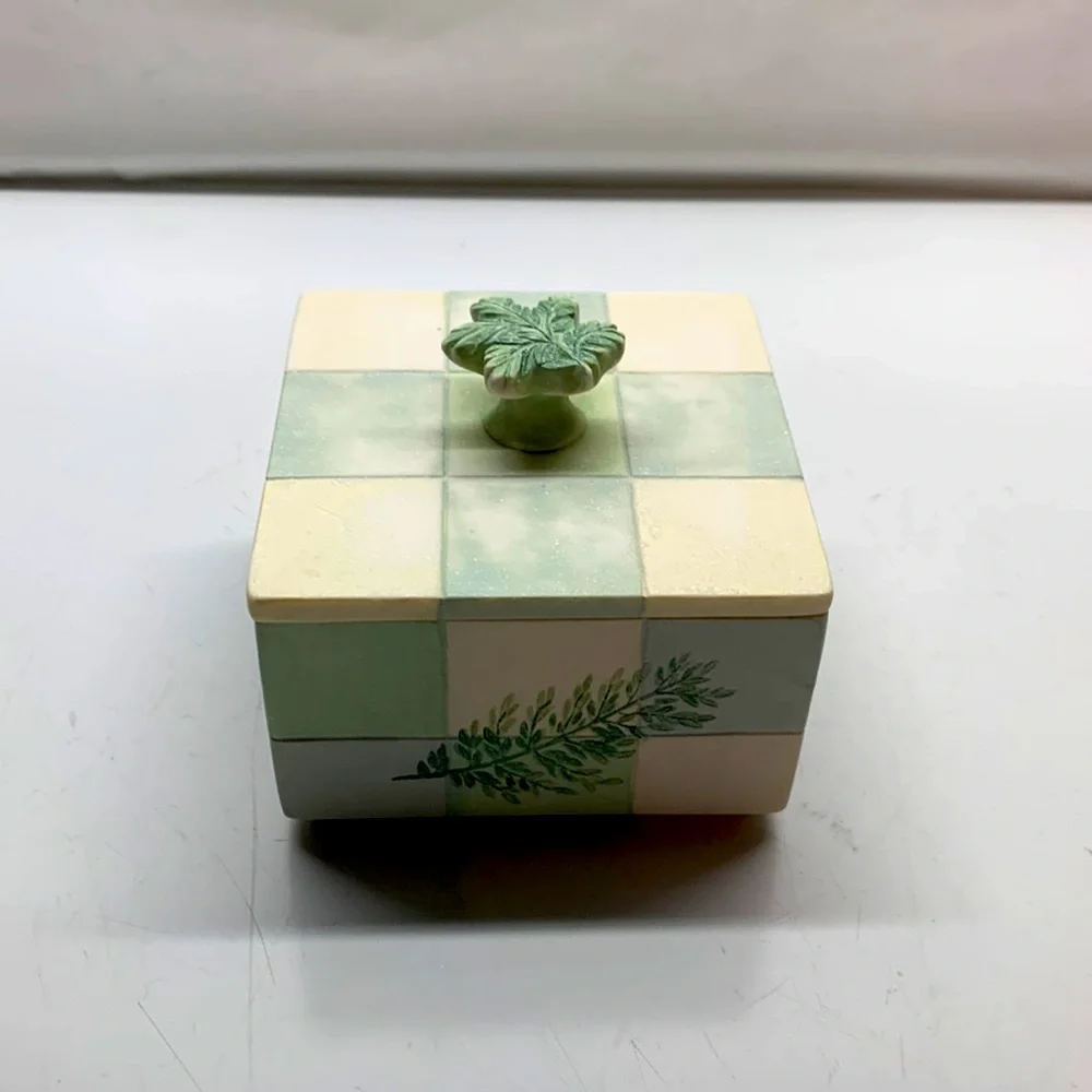 Croscill Rainier Everest trinket lidded box cotton balls Q-tips bathroom vanity